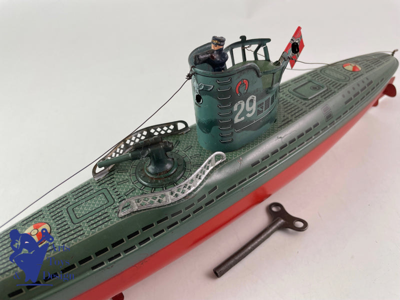 JOUET ANCIEN ARNOLD REF 2005 SOUS MARIN U BOAT MECANIQUE VERS 1937