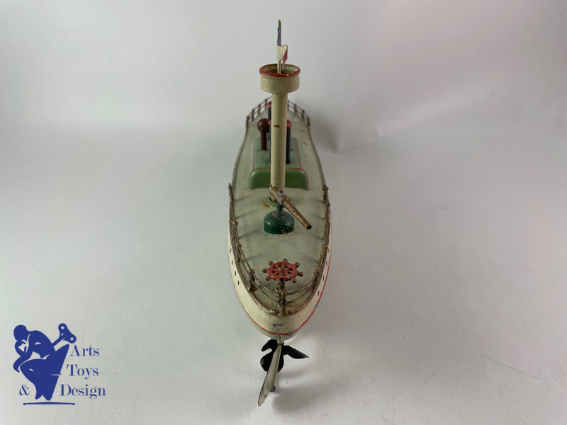 Antique toys Carette Military Boat Warship Clockwork Circa 1911 L 35cm