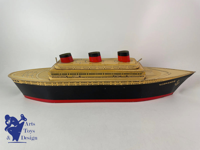 JOUET ANCIEN NORMANDIE BATEAU BOITE A BISCUITS GALETTES ST MICHEL