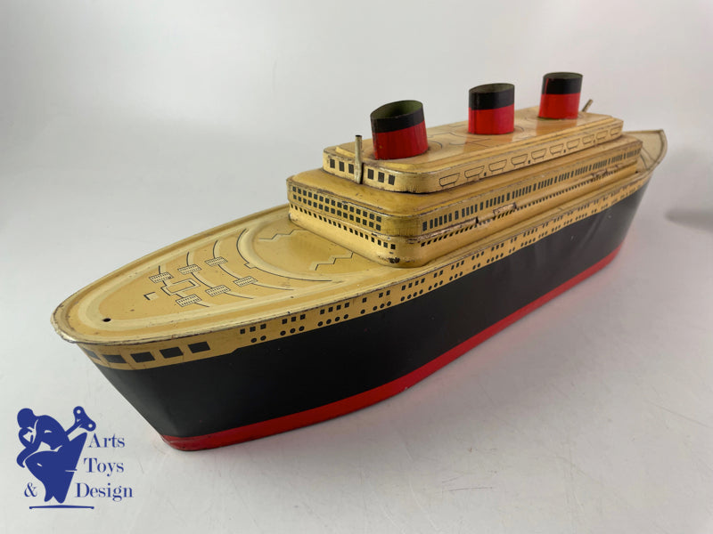 JOUET ANCIEN NORMANDIE BATEAU BOITE A BISCUITS GALETTES ST MICHEL