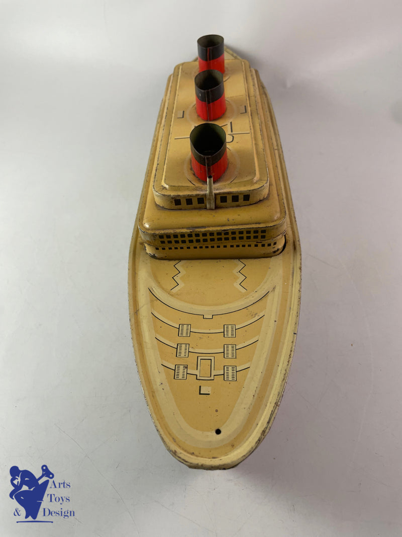 JOUET ANCIEN NORMANDIE BATEAU BOITE A BISCUITS GALETTES ST MICHEL