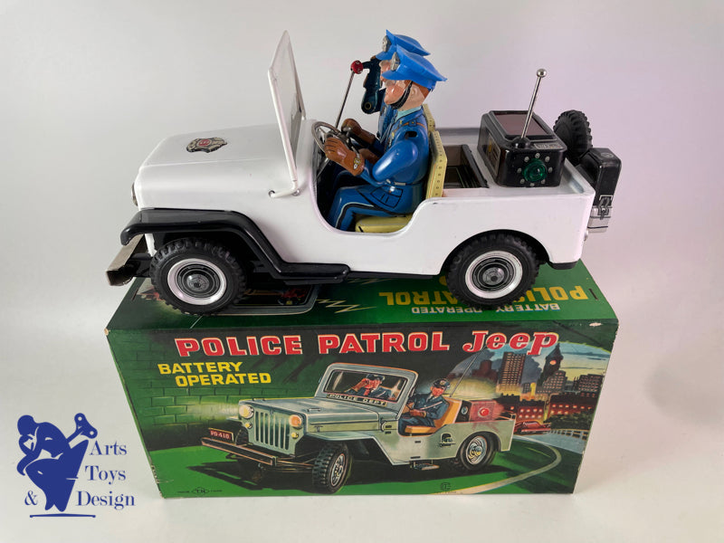 JOUET ANCIEN TN NOMURA POLICE PATROL JEEP BATTERY OP VERS 1960 T2 – Arts,  Toys & Design