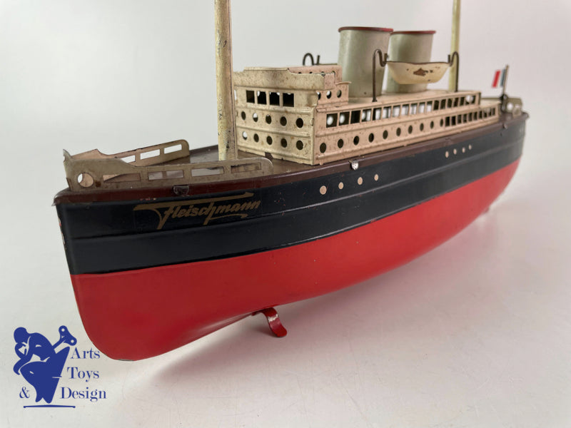 JOUET ANCIEN FLEISHMANN BATEAU LINER MECANIQUE 32CM VERS 1930