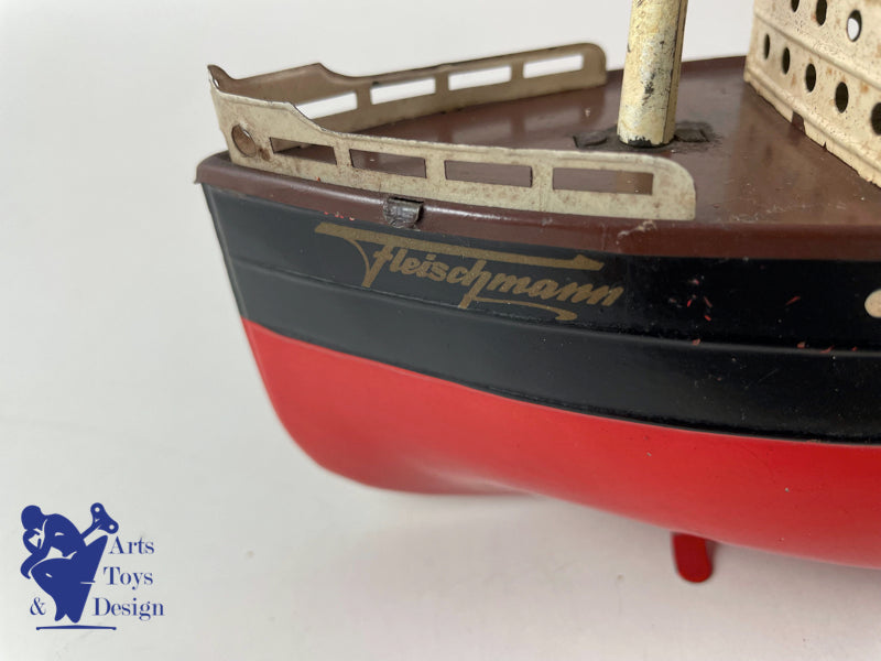 JOUET ANCIEN FLEISHMANN BATEAU LINER MECANIQUE 32CM VERS 1930