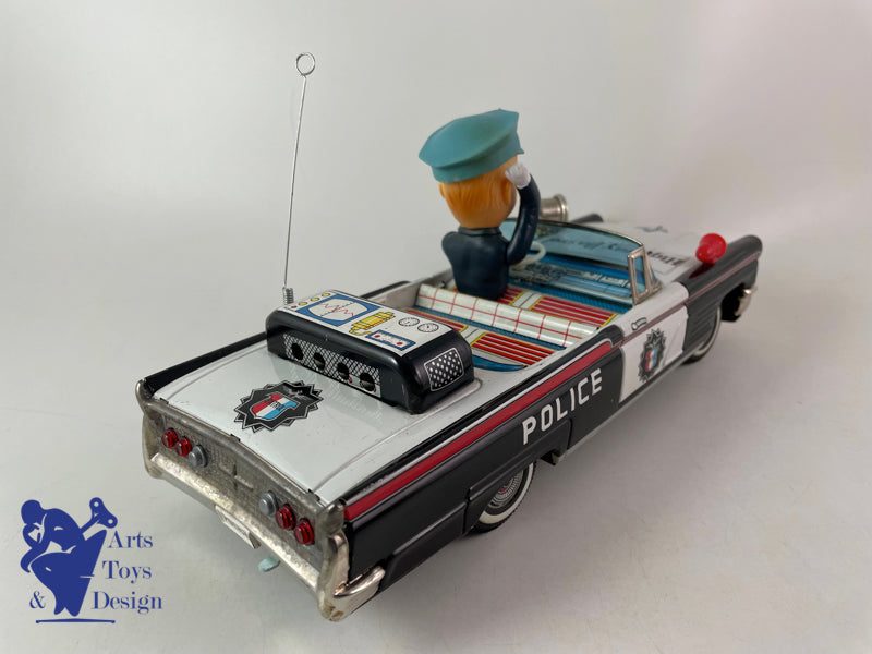 JOUET ANCIEN ASAHI TOYS LINCOLN HIGHWAY PATROL POLICE BATTERY OP JAPON C.1960