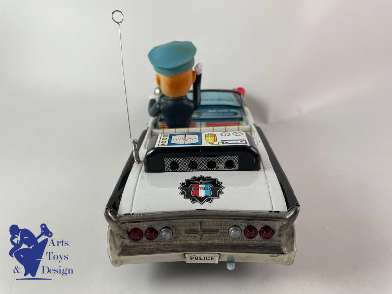 JOUET ANCIEN ASAHI TOYS LINCOLN HIGHWAY PATROL POLICE BATTERY OP JAPON C.1960