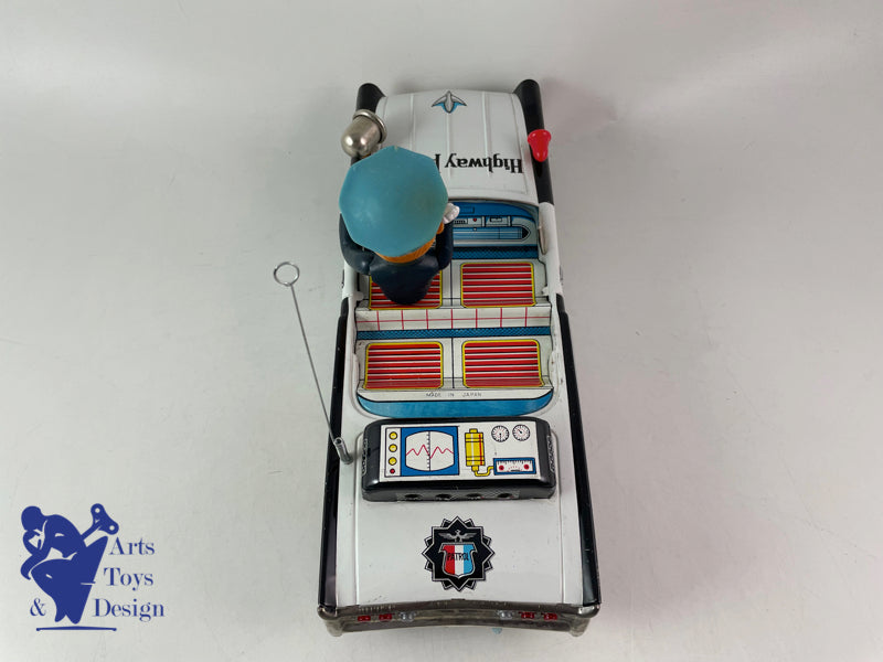 JOUET ANCIEN ASAHI TOYS LINCOLN HIGHWAY PATROL POLICE BATTERY OP JAPON C.1960