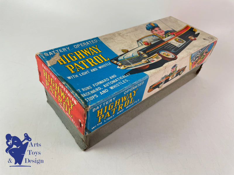 JOUET ANCIEN ASAHI TOYS LINCOLN HIGHWAY PATROL POLICE BATTERY OP JAPON C.1960