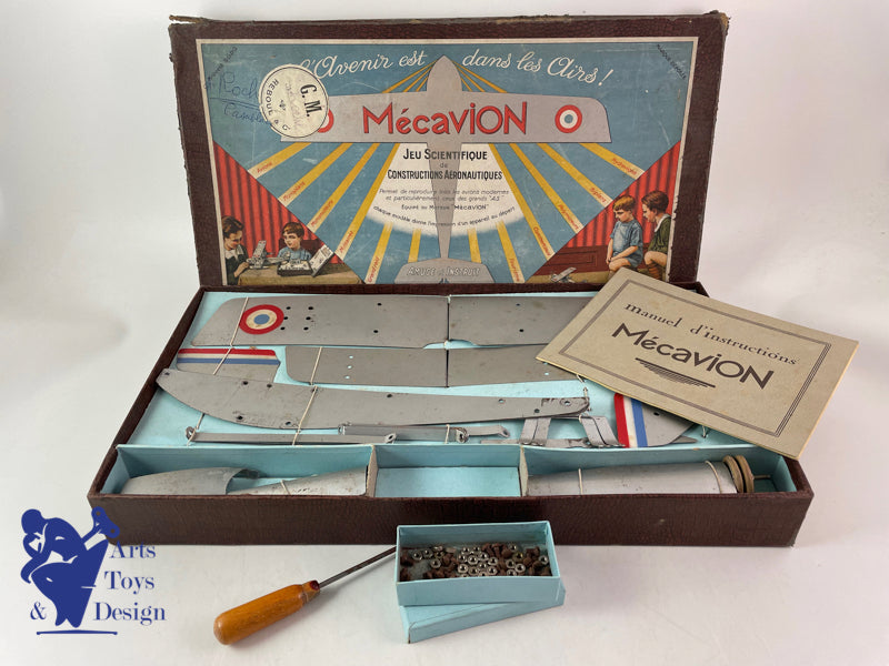 JOUET ANCIEN SCIENTIFIQUE MECAVION COFFRET STANDARD 7 AVIONS VERS 1935