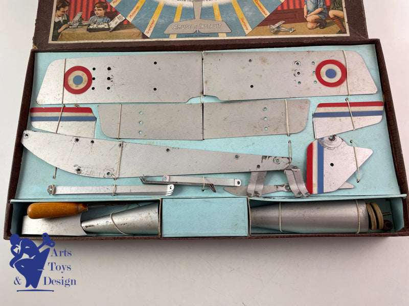 JOUET ANCIEN SCIENTIFIQUE MECAVION COFFRET STANDARD 7 AVIONS VERS 1935