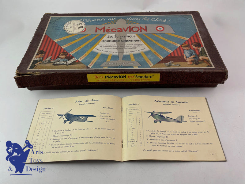 JOUET ANCIEN SCIENTIFIQUE MECAVION COFFRET STANDARD 7 AVIONS VERS 1935