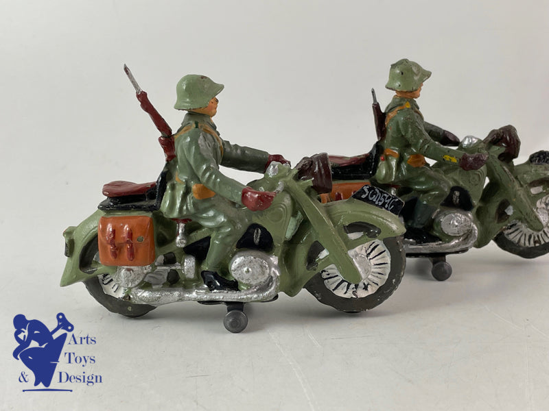 ELASTOLIN FIGURINE SOLDAT LOT DE 2 MOTOS ARMEE SUISSE VERS 1937