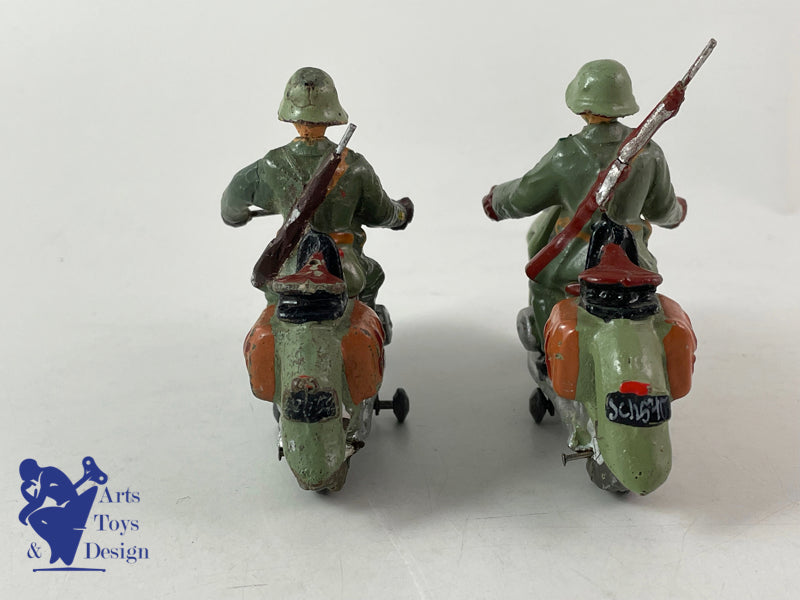ELASTOLIN FIGURINE SOLDAT LOT DE 2 MOTOS ARMEE SUISSE VERS 1937