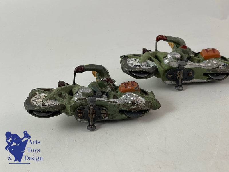 ELASTOLIN FIGURINE SOLDAT LOT DE 2 MOTOS ARMEE SUISSE VERS 1937