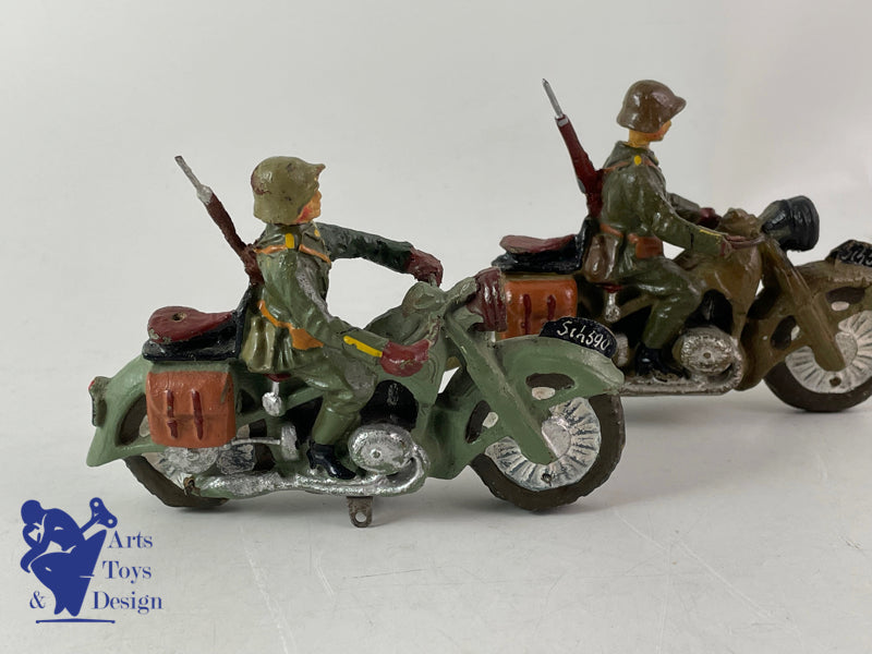 Elastolin Figure Soldier lot of 2 Motorcycle Swiss army circa 1937