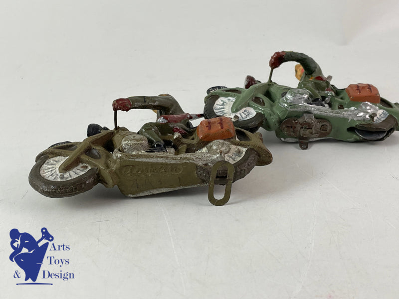 Elastolin Figure Soldier lot of 2 Motorcycle Swiss army circa 1937