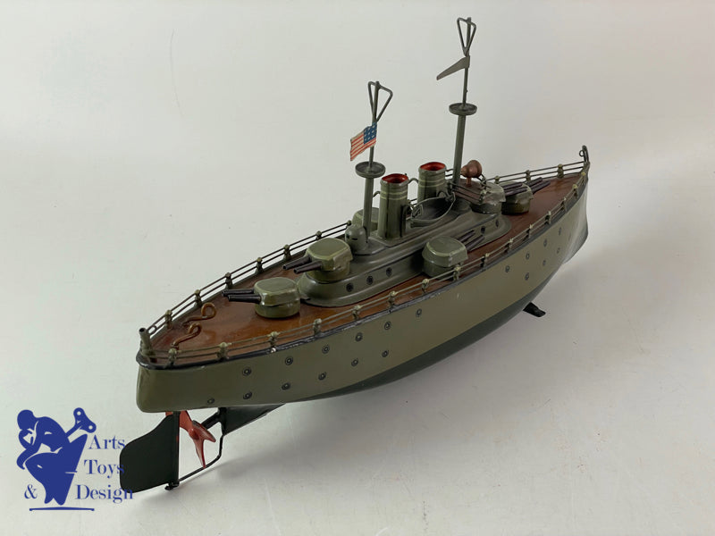 MARKLIN SERIE 5129 BATEAU DE GUERRE MECANIQUE C.1930 EX COLLECTION FORBES