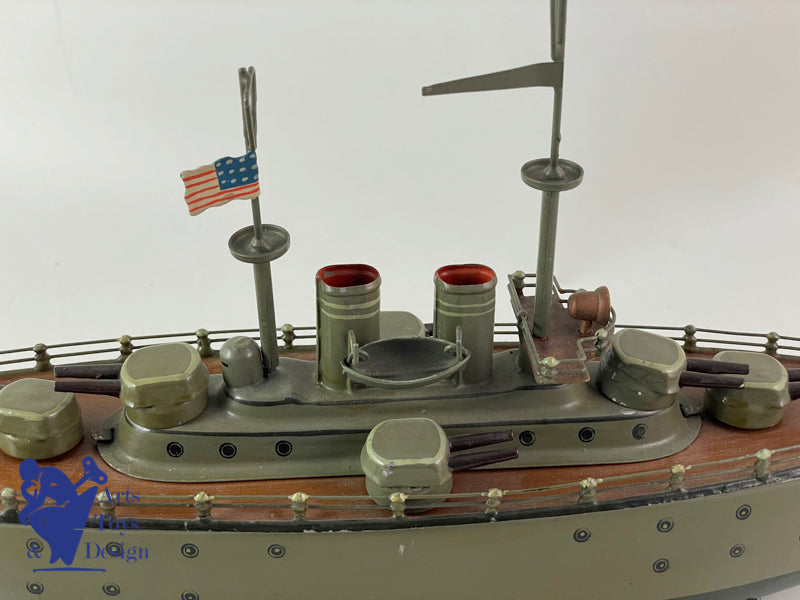 MARKLIN SERIE 5129 BATEAU DE GUERRE MECANIQUE C.1930 EX COLLECTION FORBES