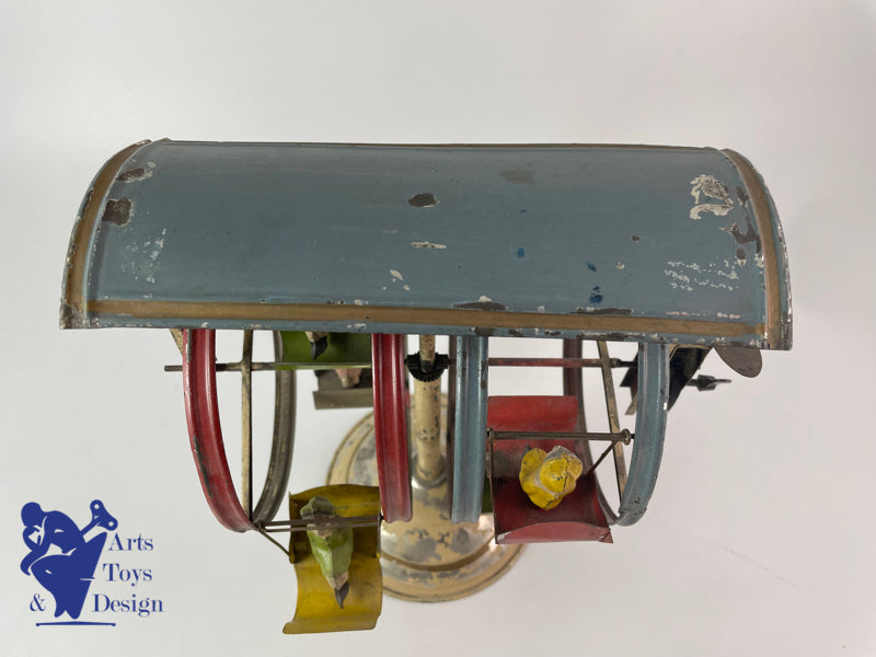 JOUET ANCIEN MANEGE CAROUSEL GUNTHERMANN DOUBLE ROUE MECANIQUE C.1910 H 22CM
