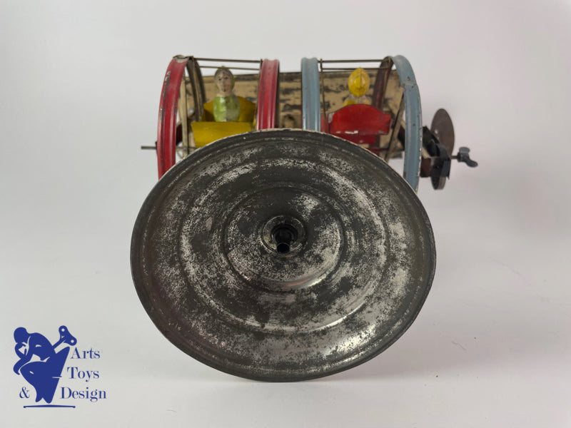 JOUET ANCIEN MANEGE CAROUSEL GUNTHERMANN DOUBLE ROUE MECANIQUE C.1910 H 22CM