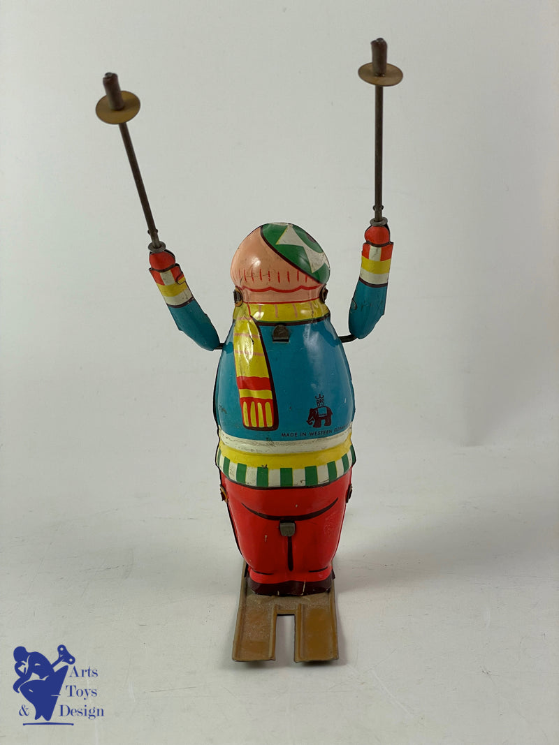 B&S BLOMER AND SCHULER WOMAN ON SKI CLOCKWORK CIRCA 1950 H 11cm