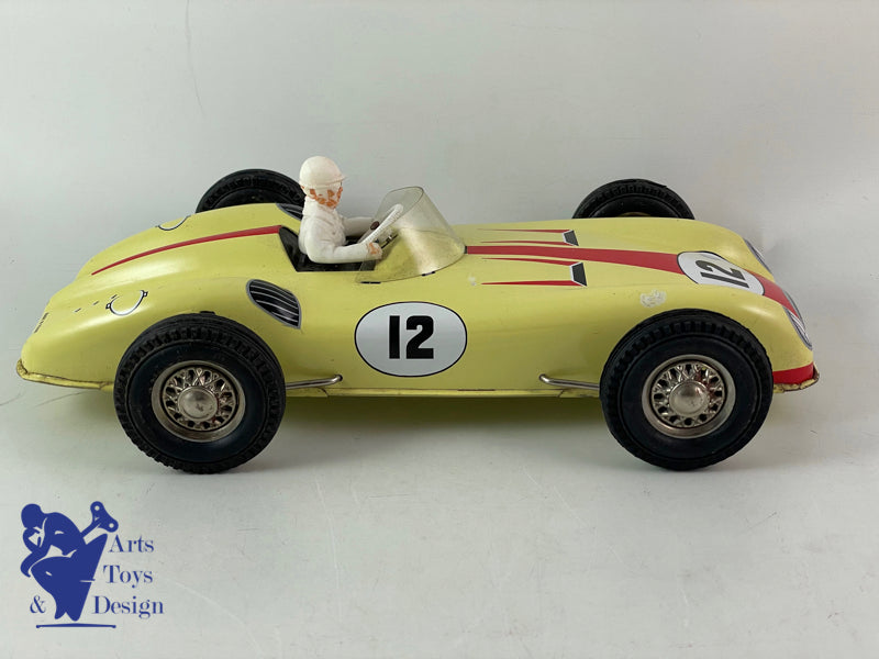JOUSTRA 2101 VOITURE DE COURSE FRICTION JAUNE AVEC PILOTE 1960