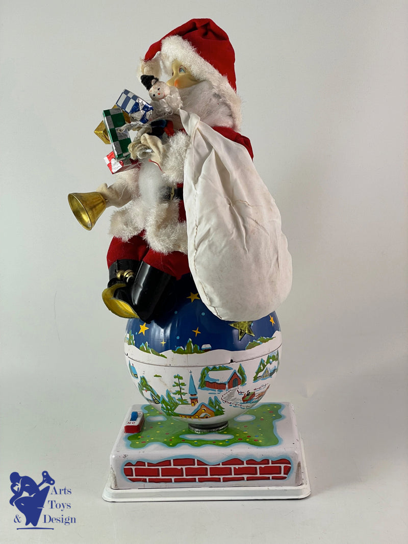 HTC 3979 Japan Santa Claus on Rotating Globe Battery Operated C.1950
