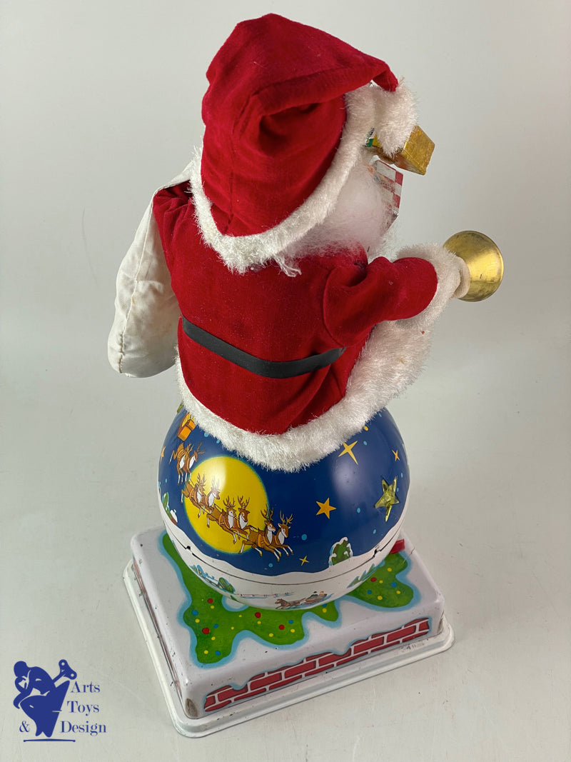 HTC 3979 Japan Santa Claus on Rotating Globe Battery Operated C.1950
