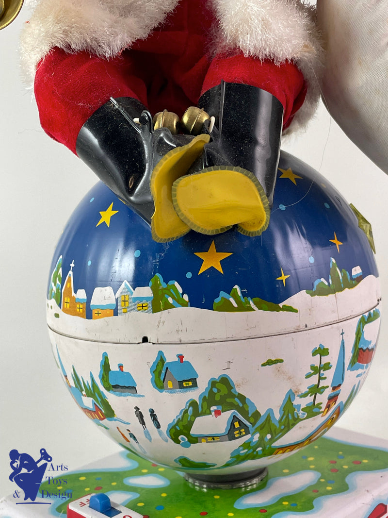 HTC 3979 Japan Santa Claus on Rotating Globe Battery Operated C.1950