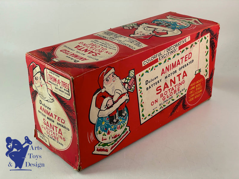 HTC 3979 Japan Santa Claus on Rotating Globe Battery Operated C.1950