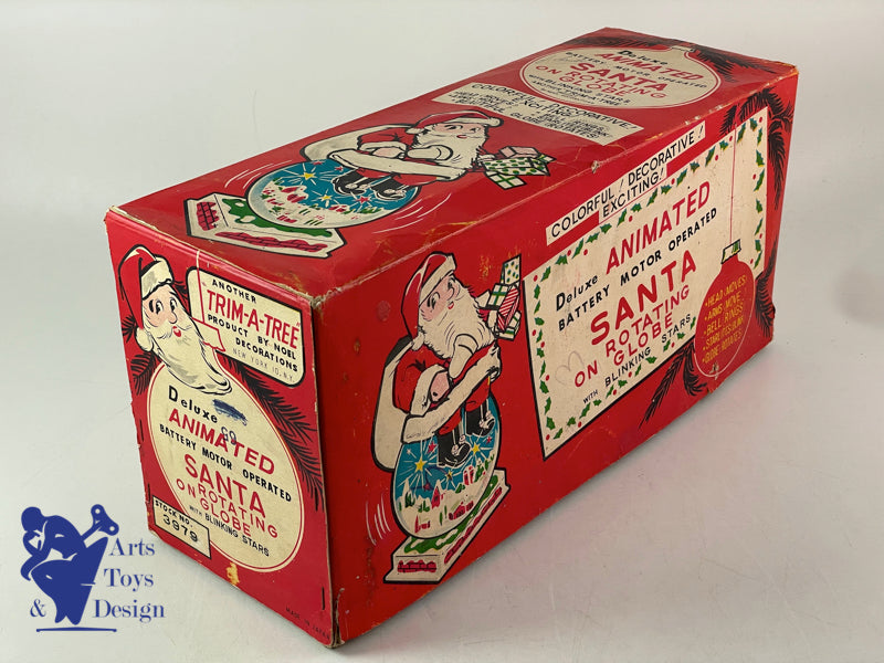 HTC 3979 Japan Santa Claus on Rotating Globe Battery Operated C.1950