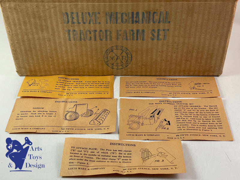 MARX USA TRACTOR FARM SET DELUXE TRACTEUR MECANIQUE VERS 1940