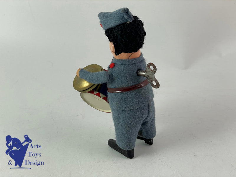 JOUET SCHUCO 985/3 ALLEMAGNE SOLDAT TAMBOUR CYMBALE 1957