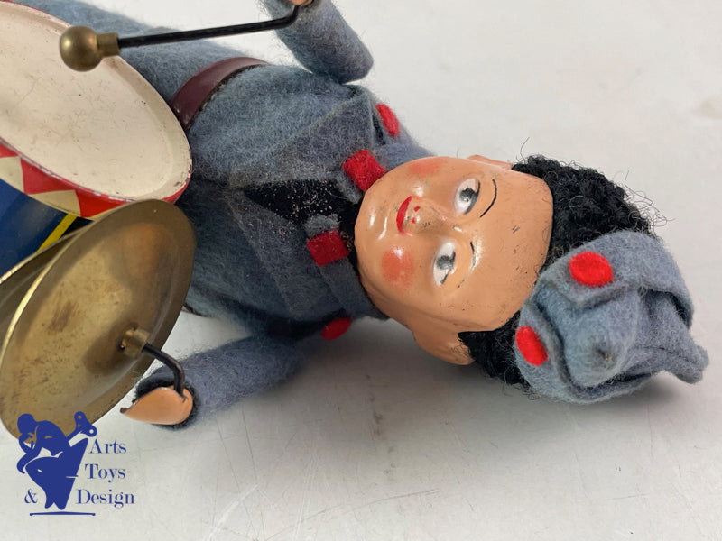 JOUET SCHUCO 985/3 ALLEMAGNE SOLDAT TAMBOUR CYMBALE 1957