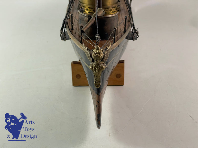 RADIGUET RARE BATEAU CANONNIERE A VAPEUR 51CM VERS 1890