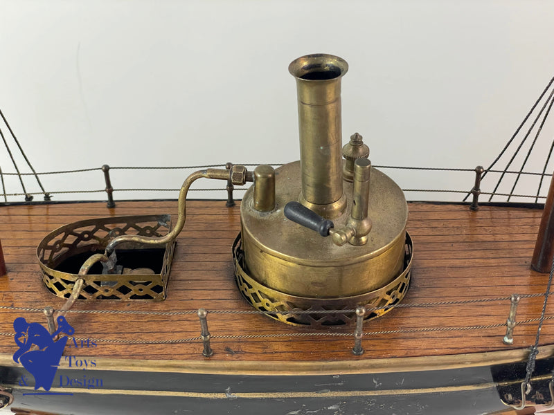 RADIGUET RARE BATEAU CANONNIERE A VAPEUR 51CM VERS 1890