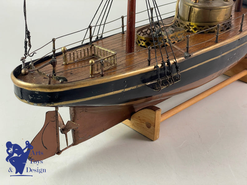 RADIGUET RARE BATEAU CANONNIERE A VAPEUR 51CM VERS 1890