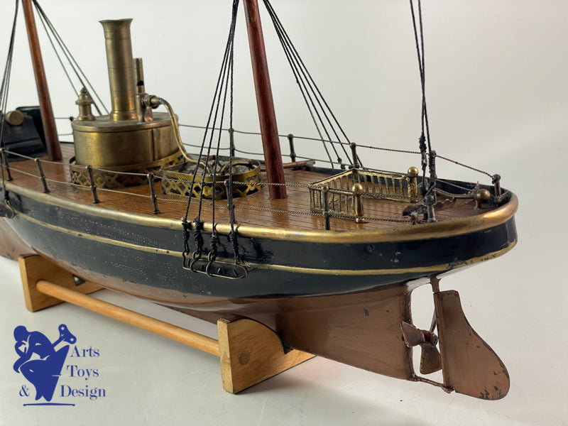 RADIGUET RARE BATEAU CANONNIERE A VAPEUR 51CM VERS 1890