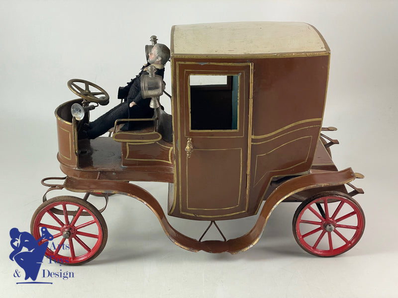 JOUET PINARD  GRAND FIACRE AUTOMOBILE MECANIQUE C.1900 37CM