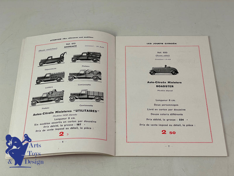 JOUETS CITROEN RARE ENSEMBLE CATALOGUES DE 1933 A 1936