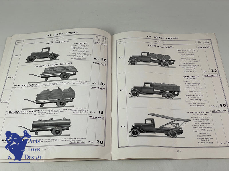 SCARCE JOUETS CITROEN SET OF ORIGINAL CATALOGS 1933 TO 1936