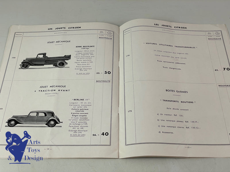 JOUETS CITROEN RARE ENSEMBLE CATALOGUES DE 1933 A 1936