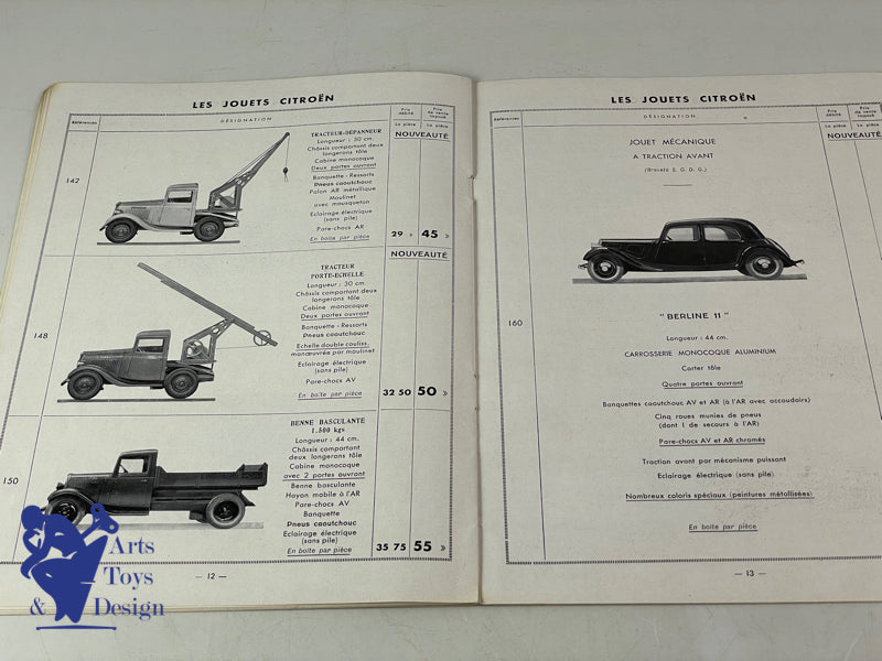 SCARCE JOUETS CITROEN SET OF ORIGINAL CATALOGS 1933 TO 1936