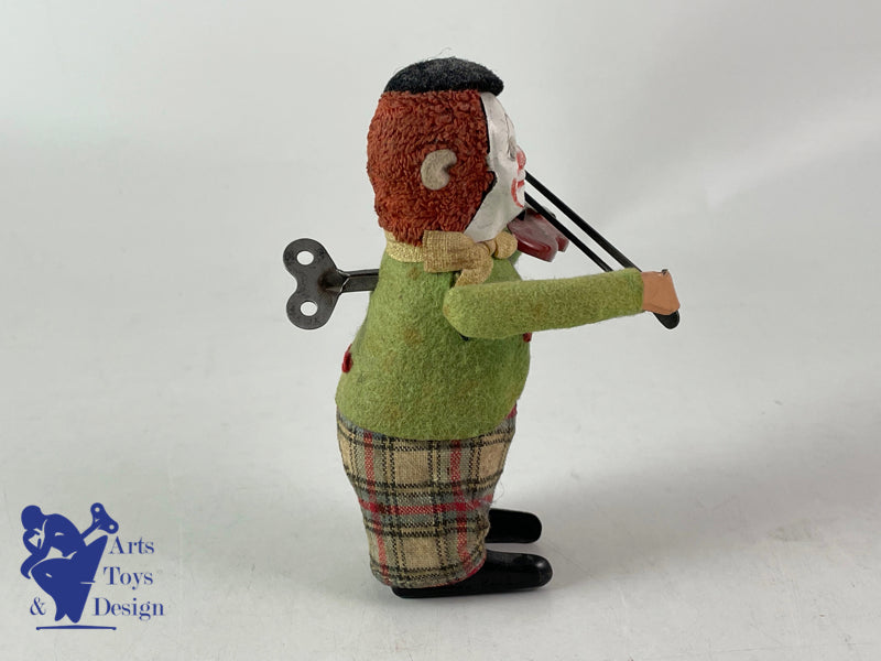 JOUET SCHUCO ALLEMAGNE CLOWN SOLISTO AU VIOLON C.1950