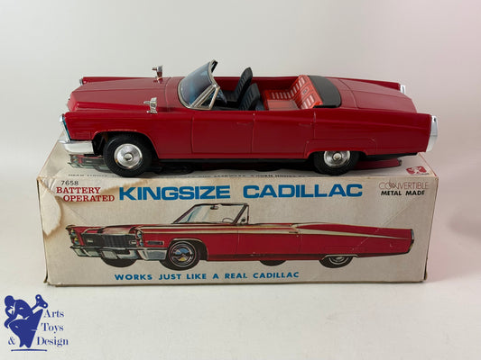 JOUET ANCIEN BANDAI JAPAN 7658 VOITURE CADILLAC KING SIZE CONVERTIBLE 1960 35CM