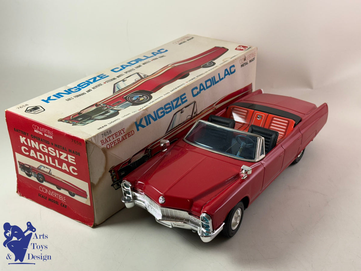 JOUET ANCIEN BANDAI JAPAN 7658 VOITURE CADILLAC KING SIZE CONVERTIBLE 1960 35CM