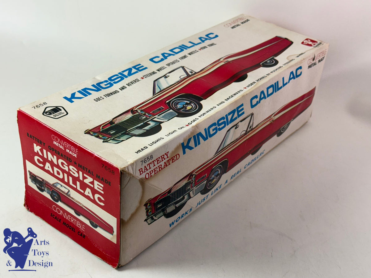 JOUET ANCIEN BANDAI JAPAN 7658 VOITURE CADILLAC KING SIZE CONVERTIBLE 1960 35CM