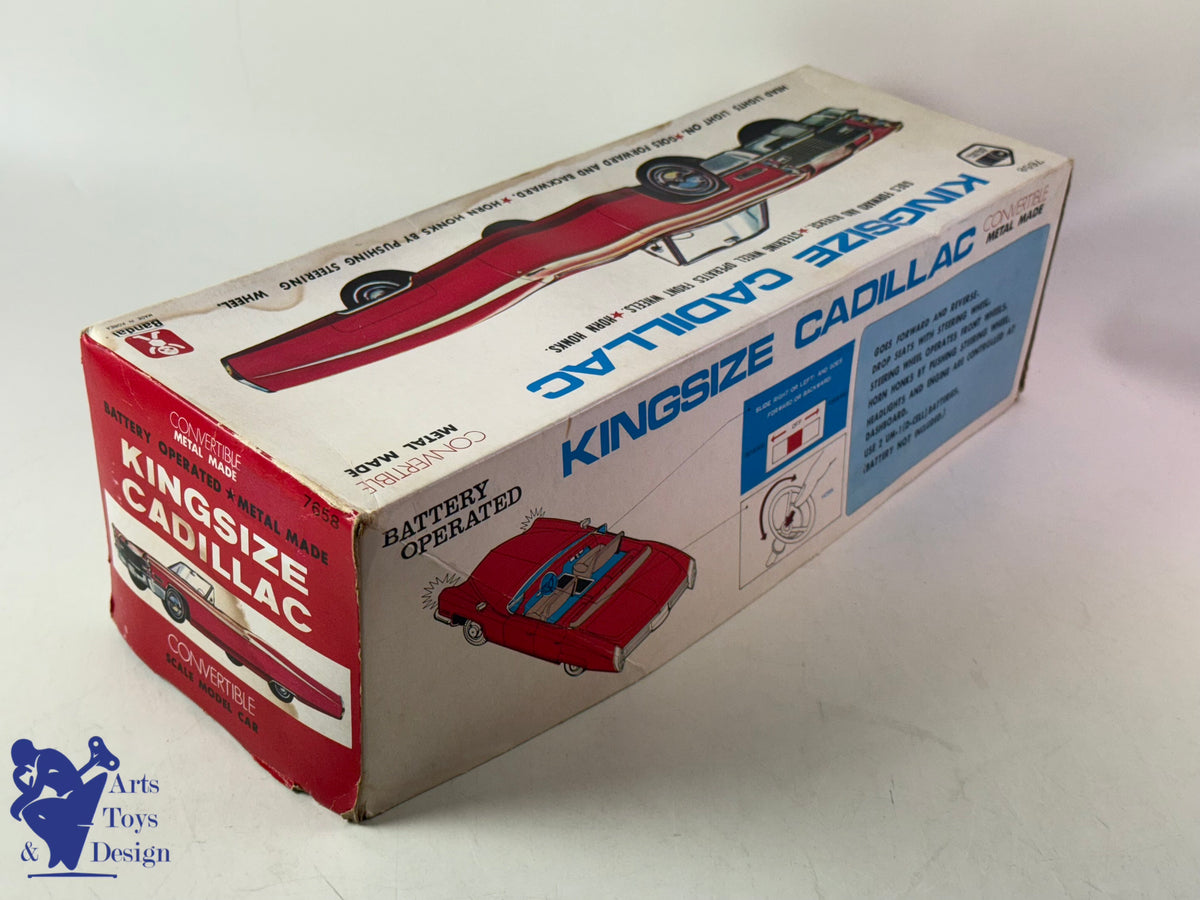 JOUET ANCIEN BANDAI JAPAN 7658 VOITURE CADILLAC KING SIZE CONVERTIBLE 1960 35CM