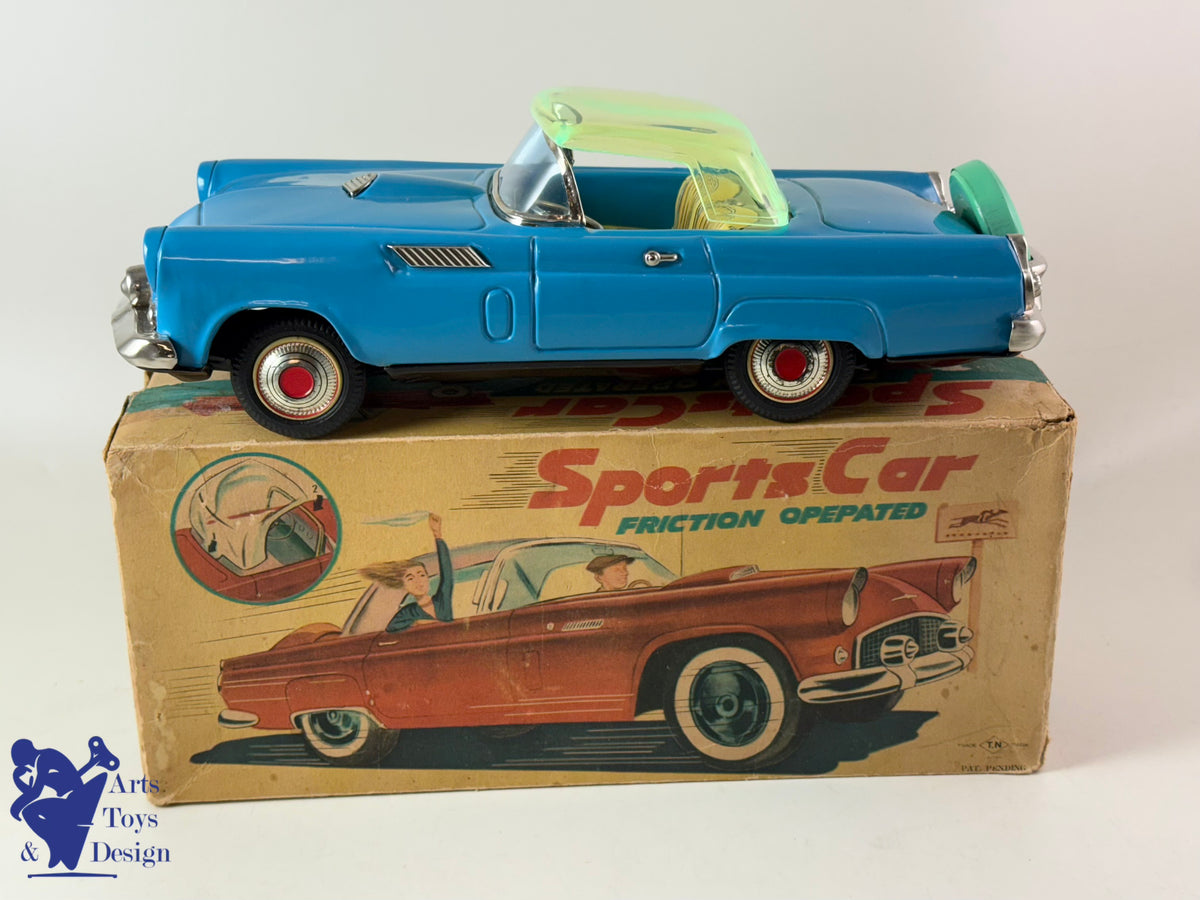 JOUET ANCIEN TN NOMURA JAPAN FORD THUNDERBIRD SPORTS CAR 1960 FRICTION 30CM
