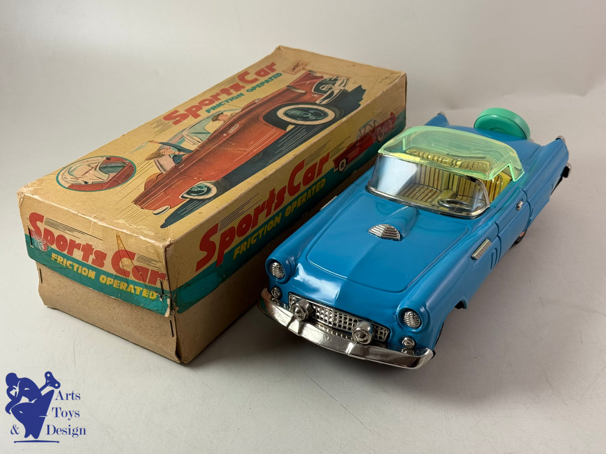 JOUET ANCIEN TN NOMURA JAPAN FORD THUNDERBIRD SPORTS CAR 1960 FRICTION 30CM